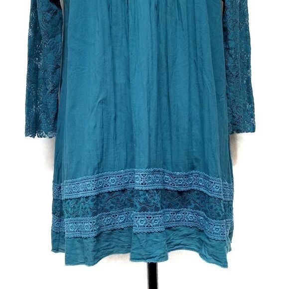 WINTER Lennon Turquoise Sheer Lace Crochet Tunic - Picture 3 of 8